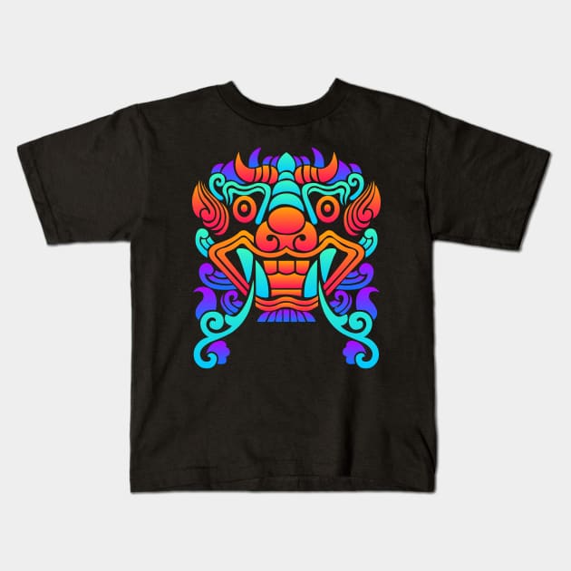 Trippy Psychedelic Rave Chinese Dragon Kids T-Shirt by MeatMan